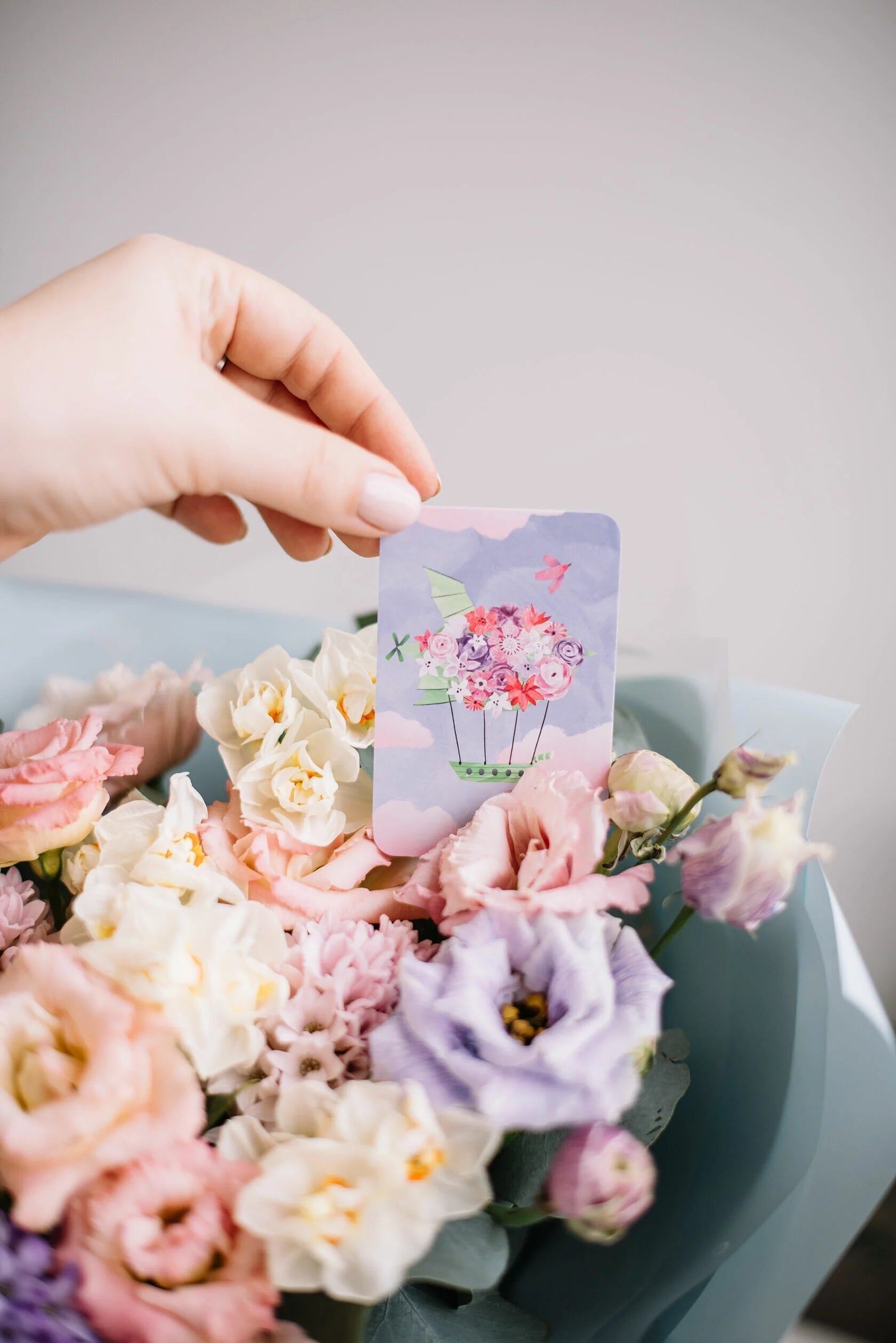 Mini cartolina singola 6x9 cm 'Flower Zeppelin'