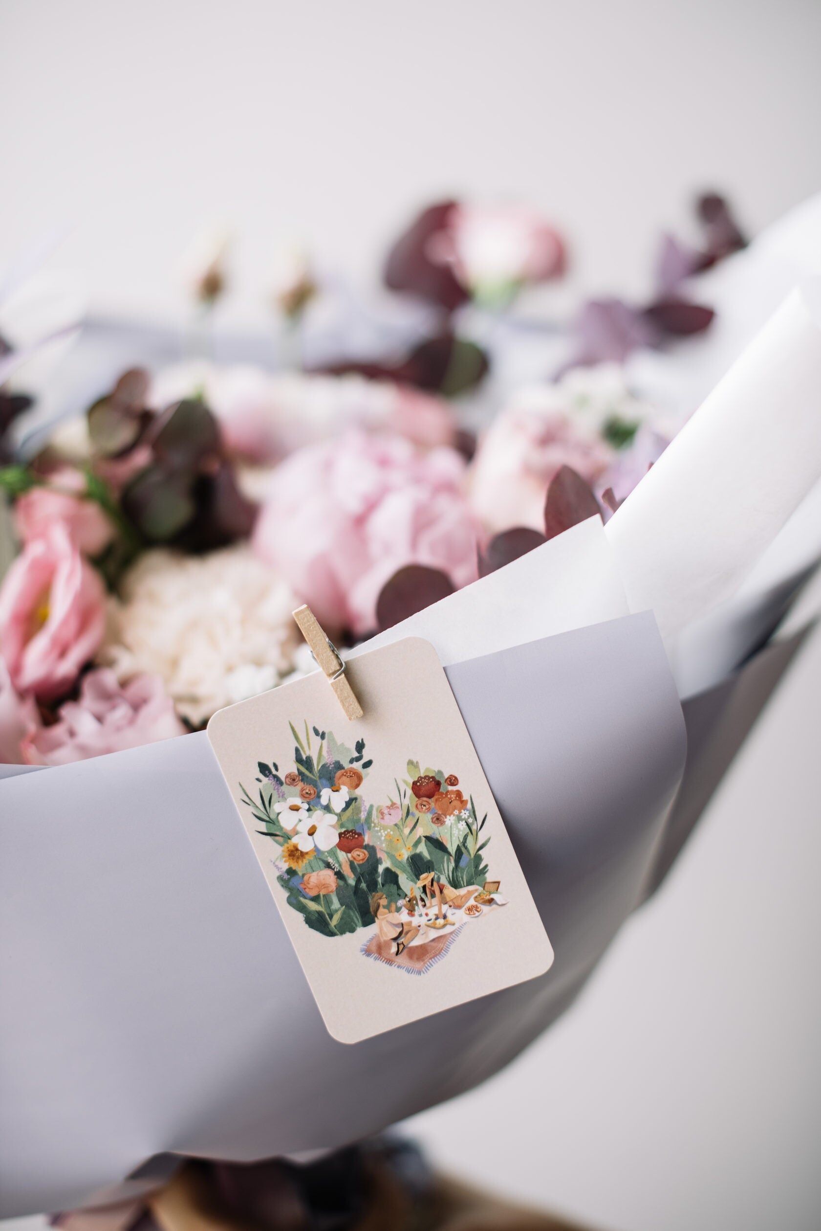 Mini single card 6x9 cm 'Floral picnic'