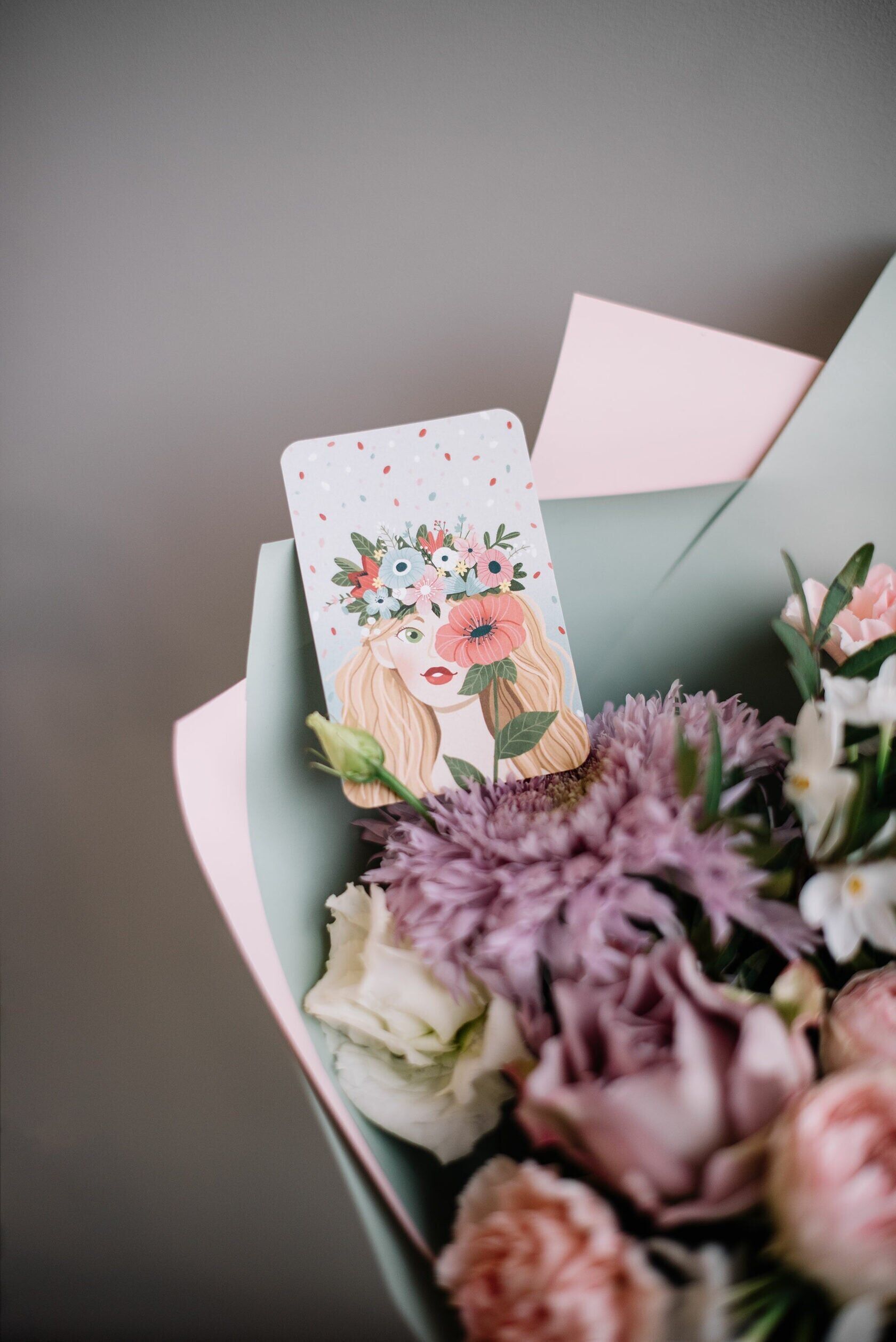 Mini cartolina singola 6x9 cm 'Fata della Primavera'