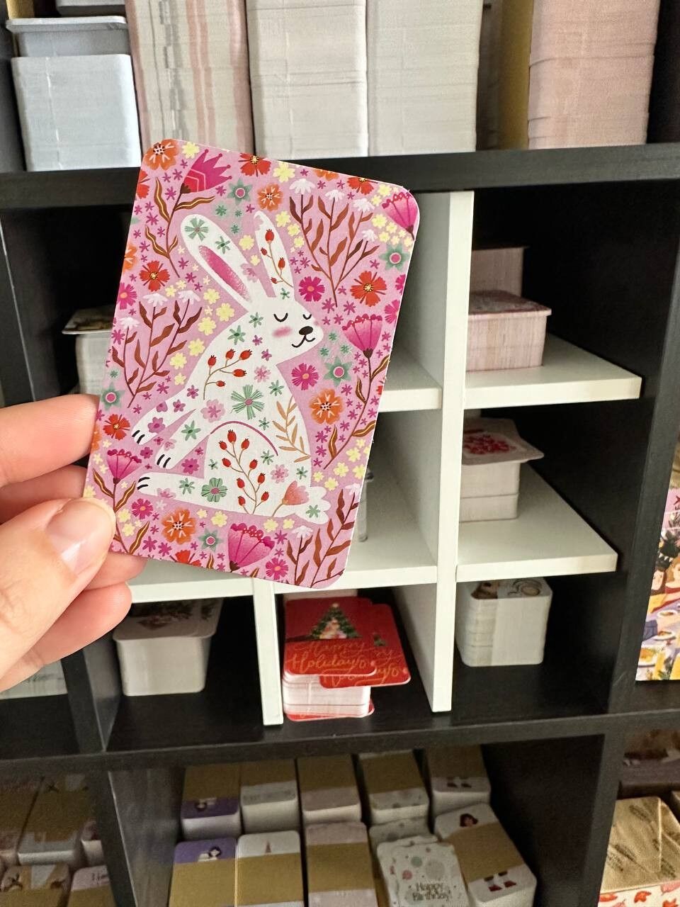 Mini biglietto singolo 6x9 cm 'Pasqua rosa'