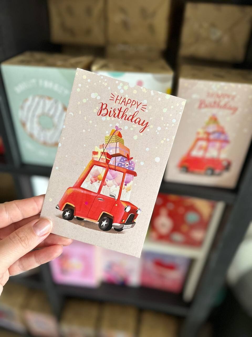 Tarjeta de felicitación 10x15 cm 'Feliz Cumpleaños Coche Rojo'