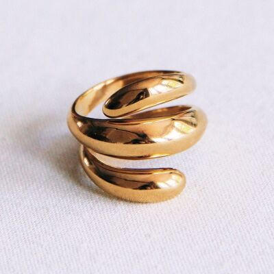 Anillo de acero inoxidable con forma de espiral - dorado