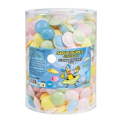 Soucoupes Fondantes Acidulées - Brabo France - Funny Candy - Tubo de 500 pcs - Classique de la Confiserie