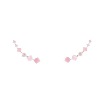 Glam Pink Silver Climber Earrings