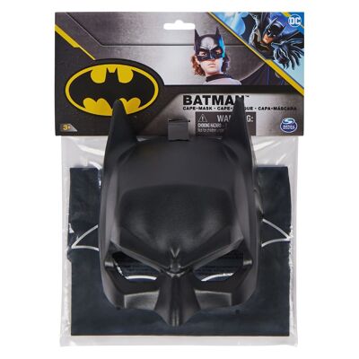 Scatola per costumi da bambino con mantello e maschera di Batman