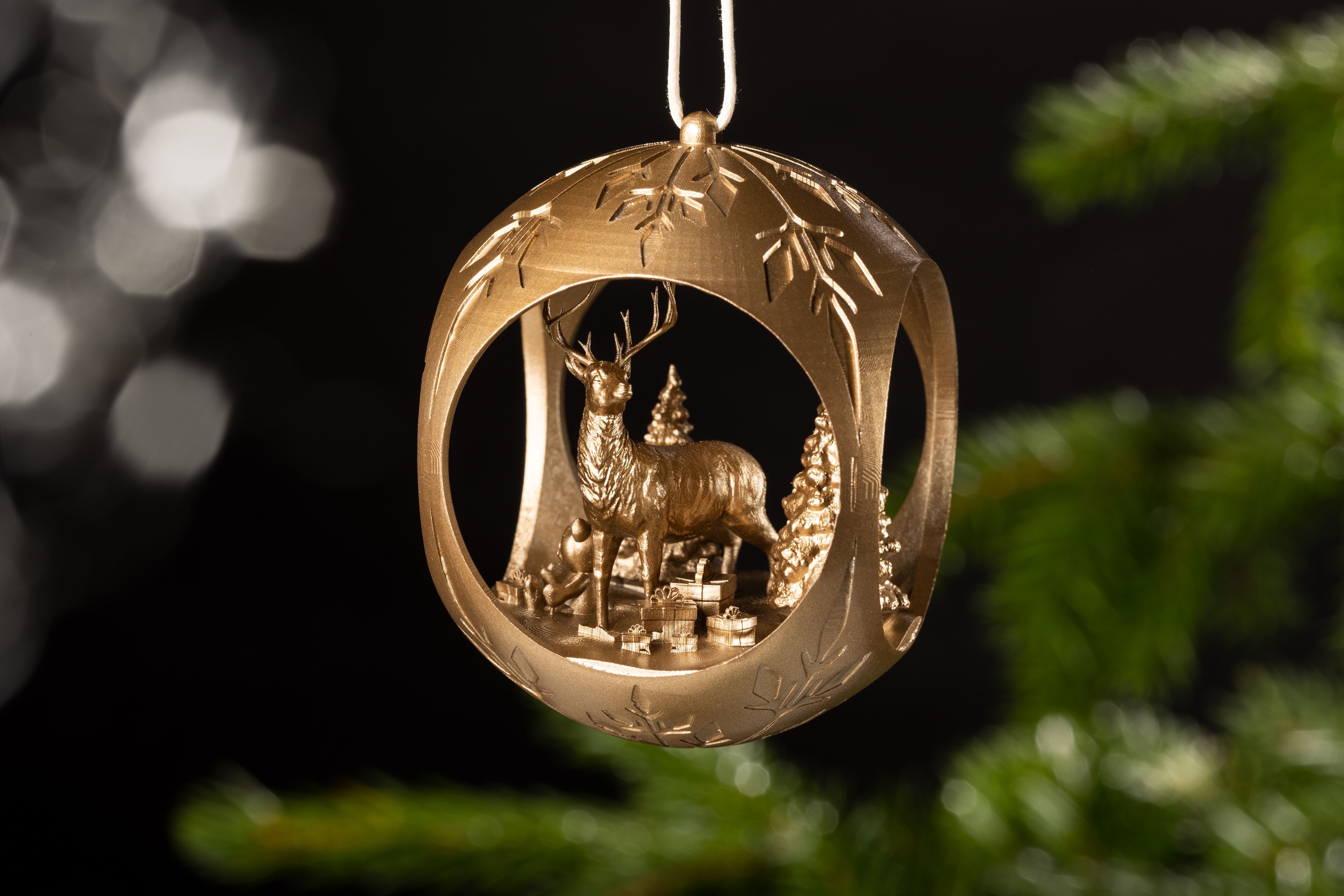 Christmas tree ball deer standing MATT