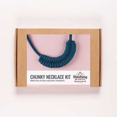 Chunky Halsketten-Set - Senf und Blaugrün