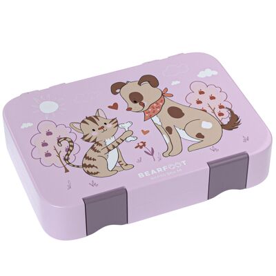 Boîte à lunch enfant avec compartiments, lunch box - chien & chat violet