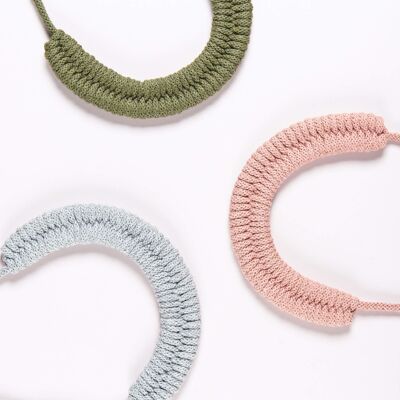 Woven Necklace Kit - Avocado, Blush and Light Grey