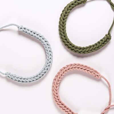 Crochet Necklace Kit - Avocado, Blush and Light Grey
