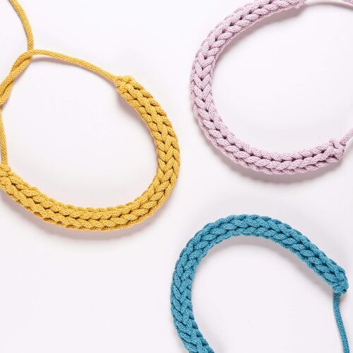 Crochet Necklace Kit - Mustard, Dusty Pink and Teal