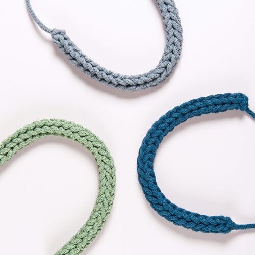 Crochet Necklace Kit - Olive, Petrol and Steel