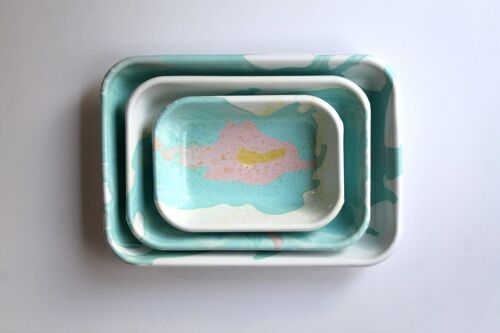 Unique Collection Enamel 3-Piece Rectangular Serving And Roasting Dish Set