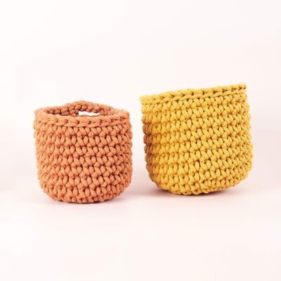 Kit Duo Panier Crochet - Moutarde et Terre Cuite