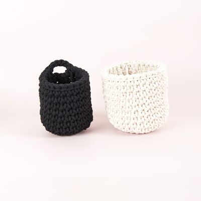 Crochet Basket Duo Kit - Rainbow Dust and Black