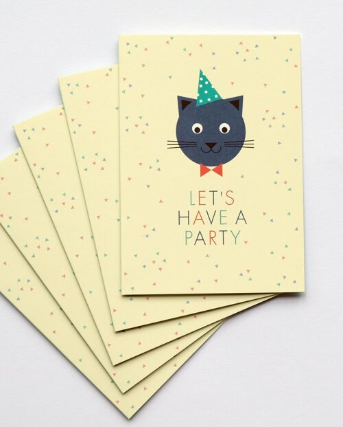 Einladungskarten Set Cat’s Party, mit Umschlag