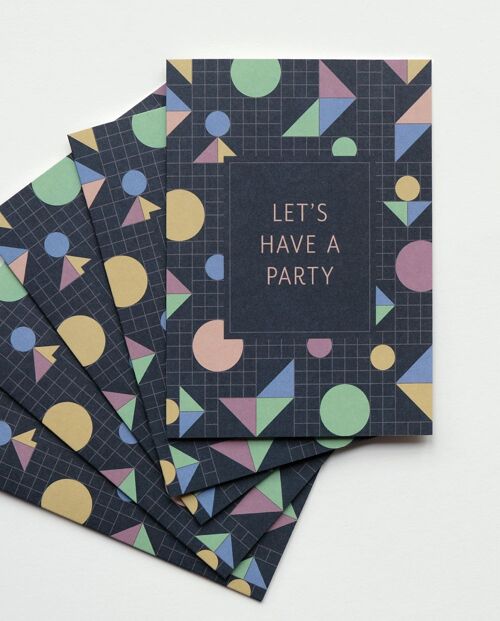 Partykarten Set Grid Party, mit Umschlag
