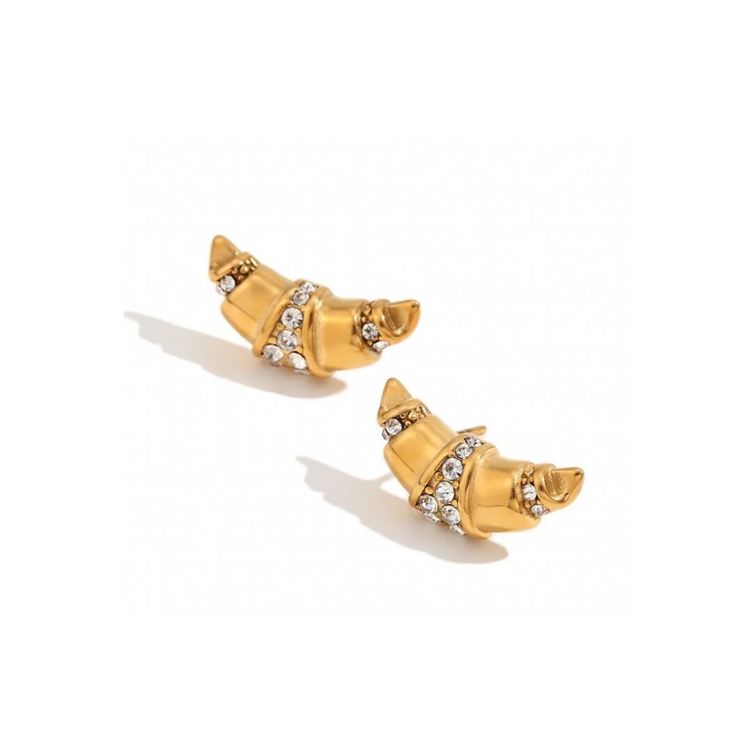 Crescent & Zirconia Diamond Earrings