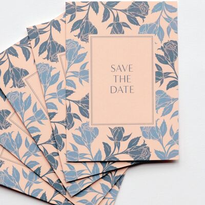 Save The Date Cards Set Roses, avec enveloppe