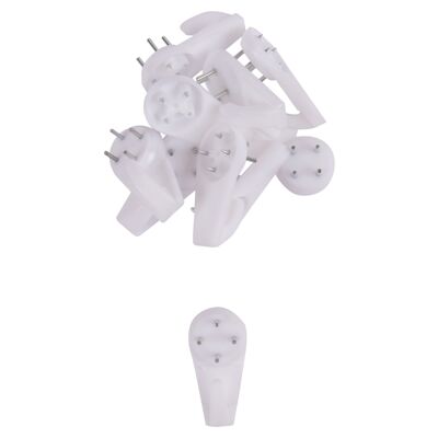 White 40mm Plastic Picture Hooks - Pack of 10 - By Blackspur