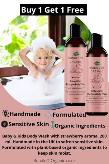 Nettoyant pour le corps à la fraise pour bébés et enfants 200 ml 3