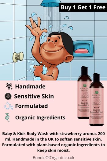 Nettoyant pour le corps à la fraise pour bébés et enfants 200 ml 7