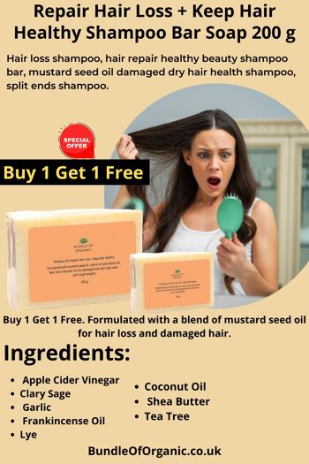 Repair Hair Loss + Keep Hair Healthy Shampooing Bar Savon 200 g 4