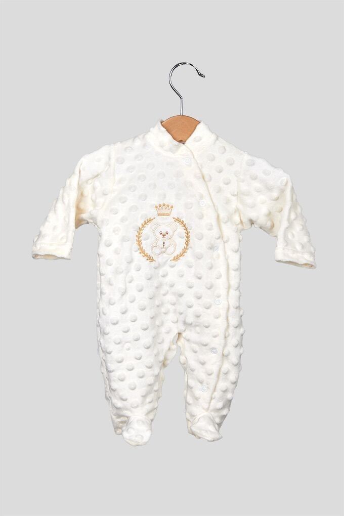 Bear Embroidered Bubble Velvet Babygrow 30