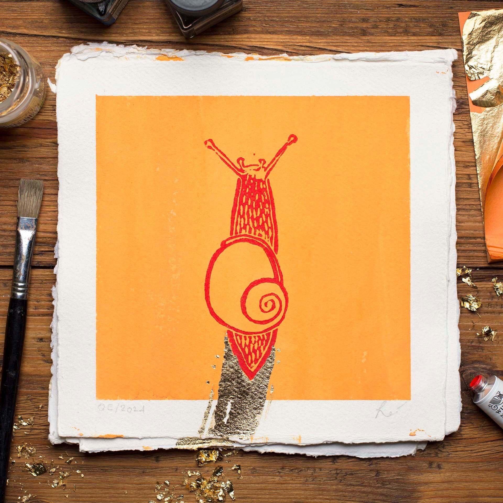 Stampa artistica da parete, Trittico Lumaca linoleografia