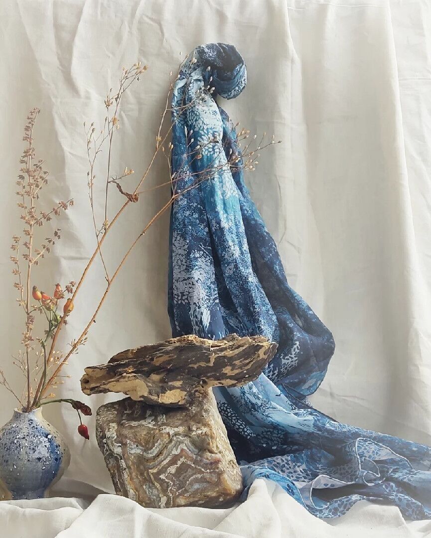 gots stola in cotone biologico “Matin Bleu”