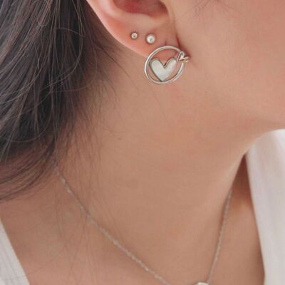Pendientes Vitaly de acero con forma de corazón y círculo