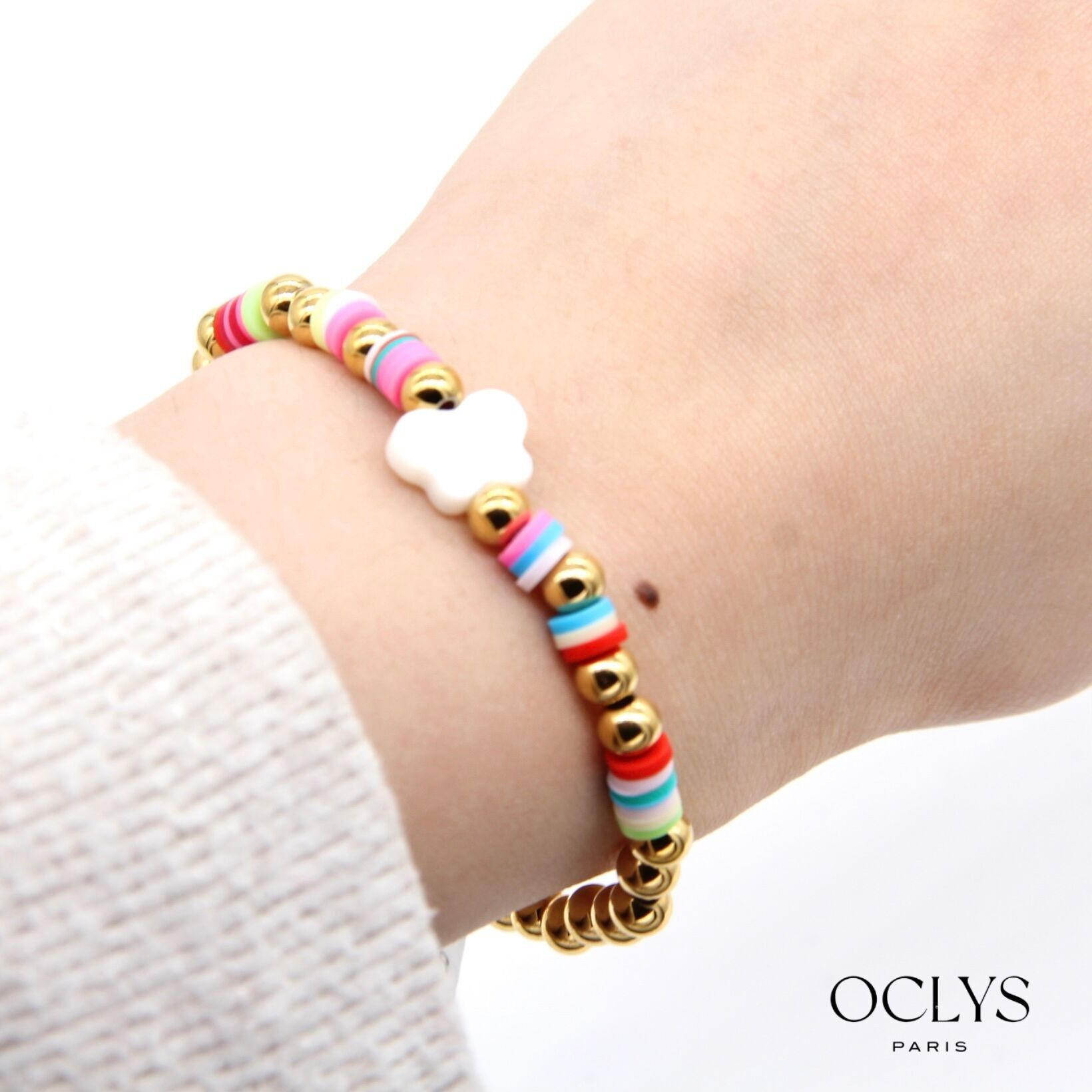 Bracelet papillon nacre acier inoxydable Maurice