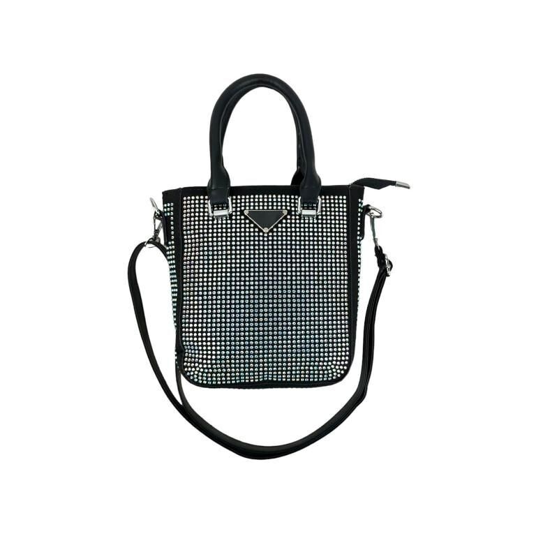 Borsa da donna in materiale sintetico con paillettes e cerniera