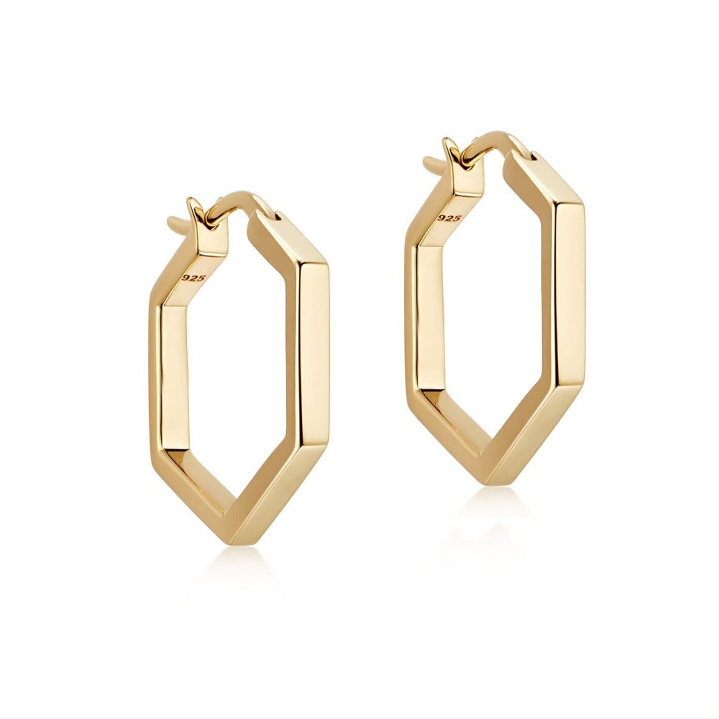 Hexagon Huggie Hoop Earrings