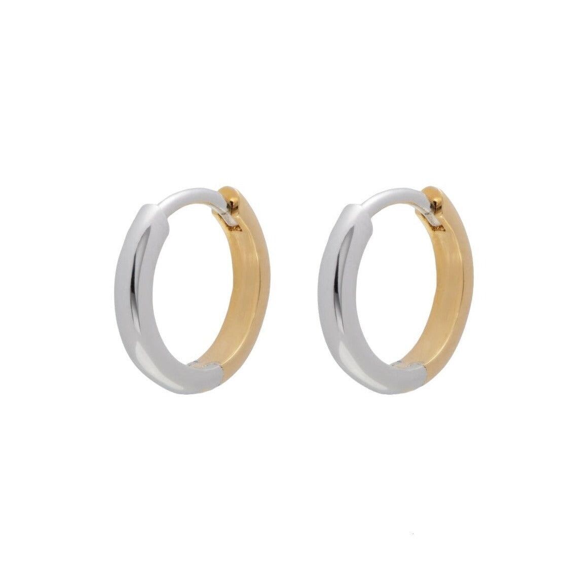 Two Tone Huggie Hoops