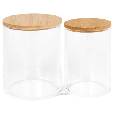 Poubelle double pour salle de bain avec couvercle en bambou - Par Harbour Housewares