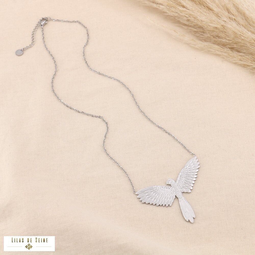 Papageienvogel im Flug Stahlanhänger Halskette 0124043