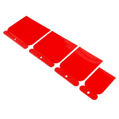 Juego de 4 cuchillos y raspadores de plástico rojo para rellenar (4 tamaños) de Blackspur