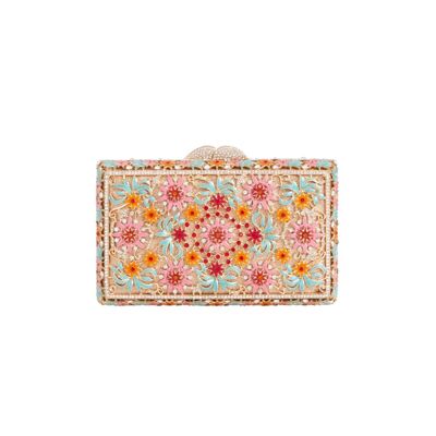Borsa a mano con decorazioni floreali rosa