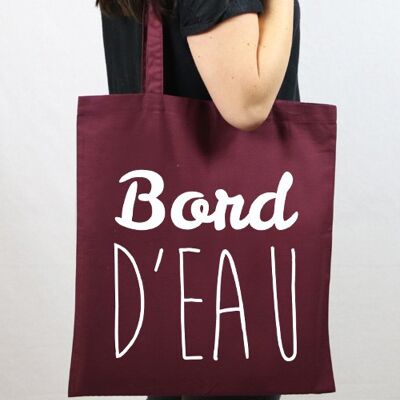 Tote Bag Bord'Eau, burgundy cotton