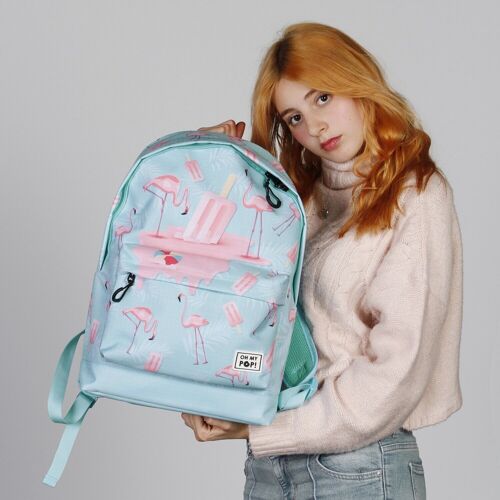 Oh My Pop Ice Flamingo-Mochila HS FAN 2.2, Turquesa