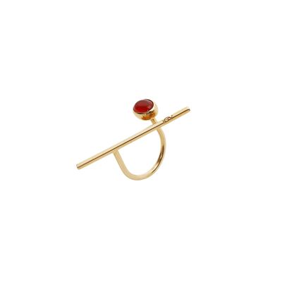 Sterling Silver Bar Circle Natural Stone Ring