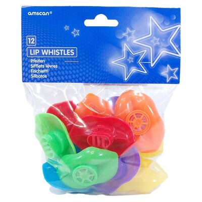 12 Sifflets Forme Lèvres Fête Pour Sachet Cadeaux