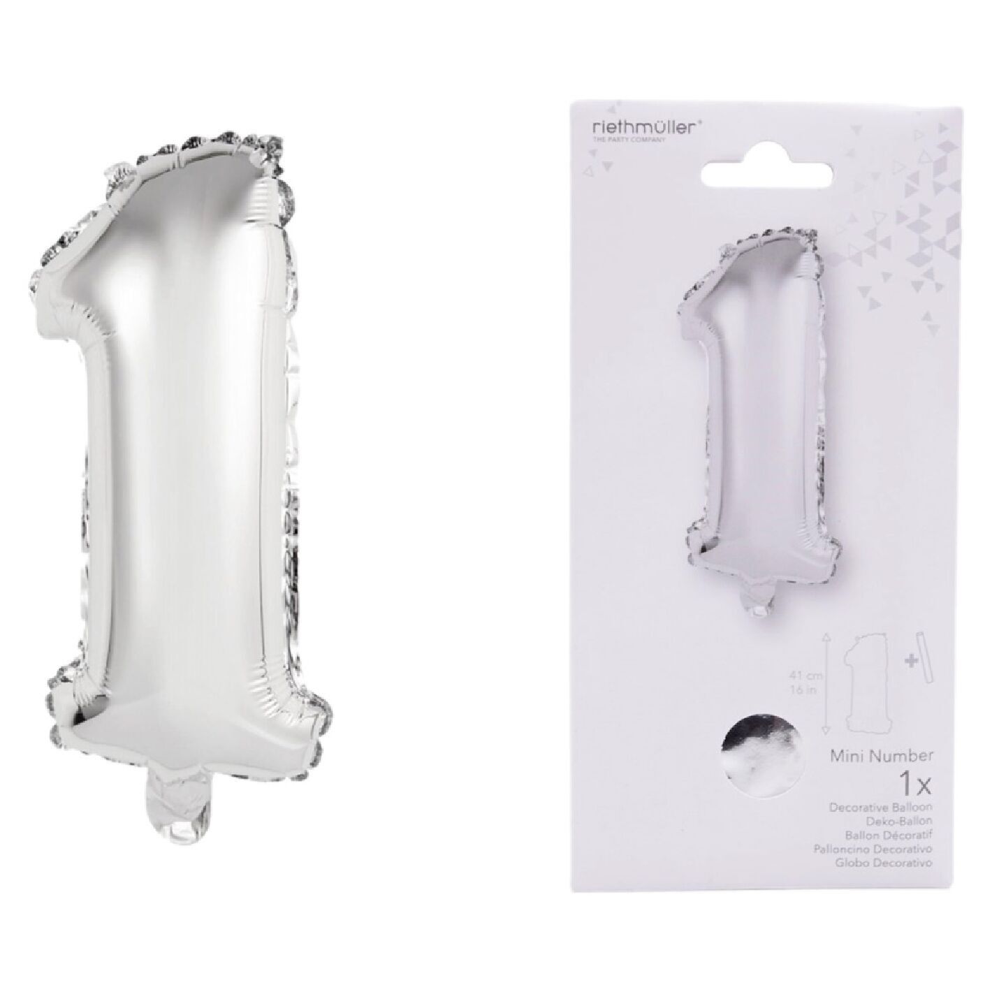 Folienballon Mini Zahl 1 Silber N16