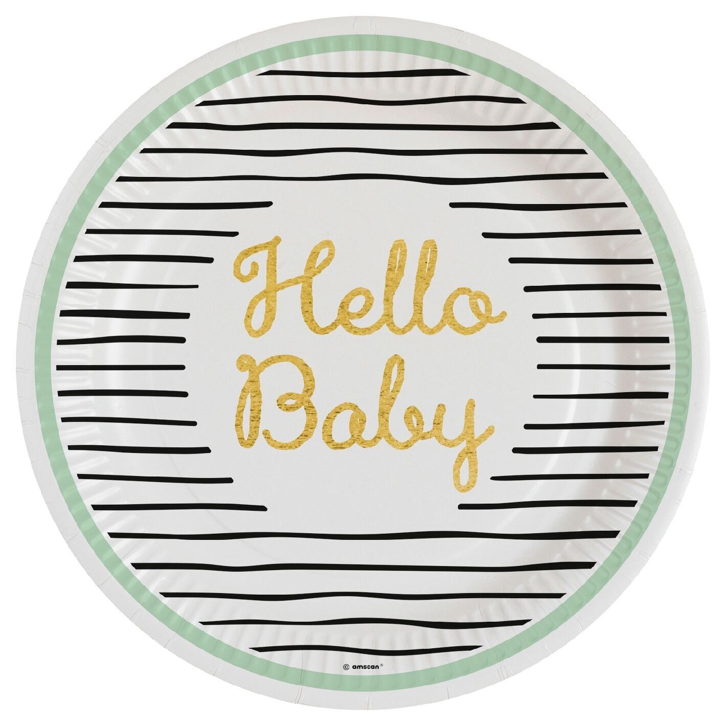 8 Hello Baby Round Paper Plates 23 Cm