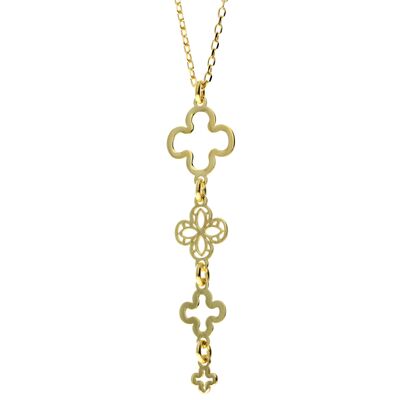 Collana in argento sterling 925 placcata oro con maglie di trifogli - IT-012-N
