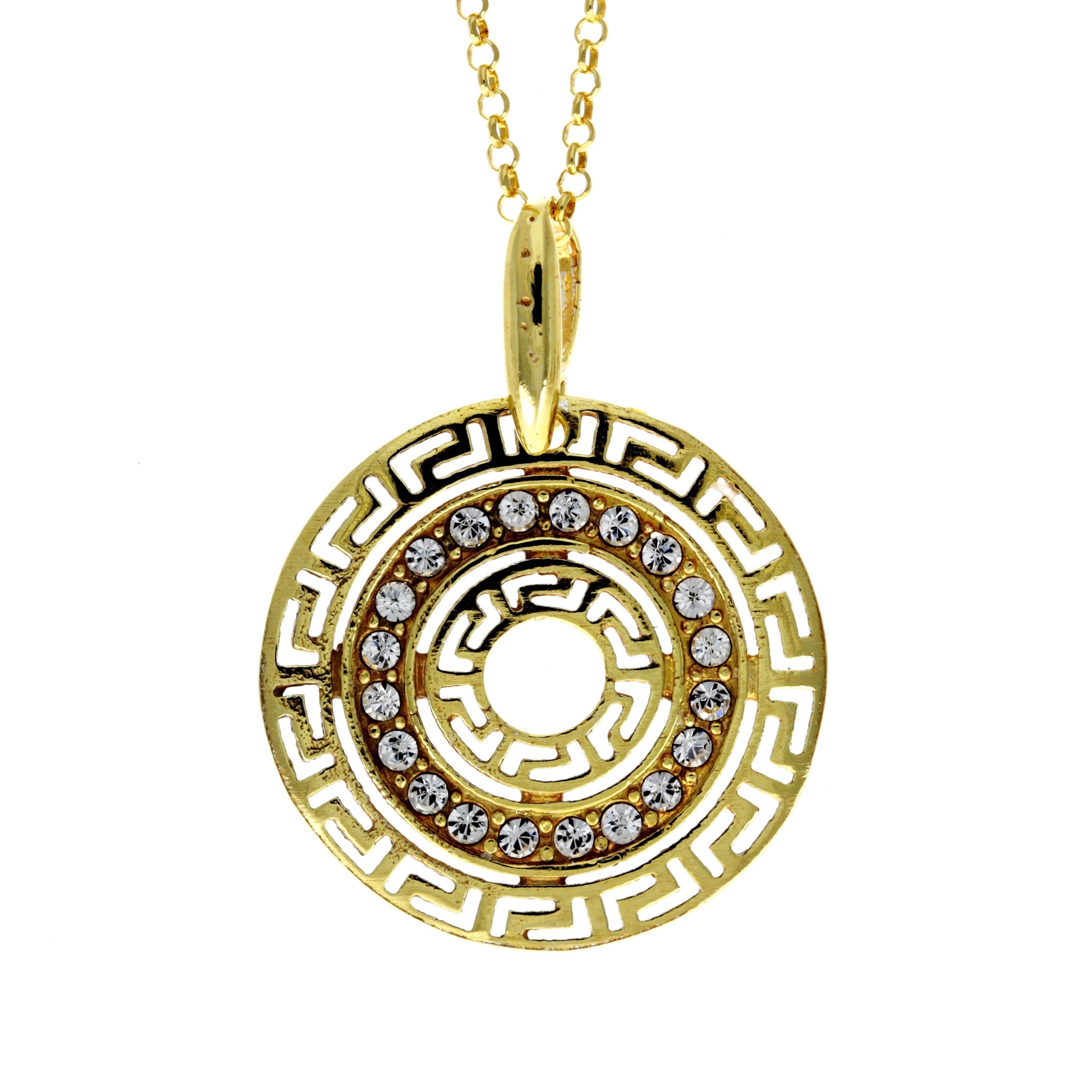 925 Sterling Silber vergoldet Medaillon mit Zirkonia Halskette - NB-614