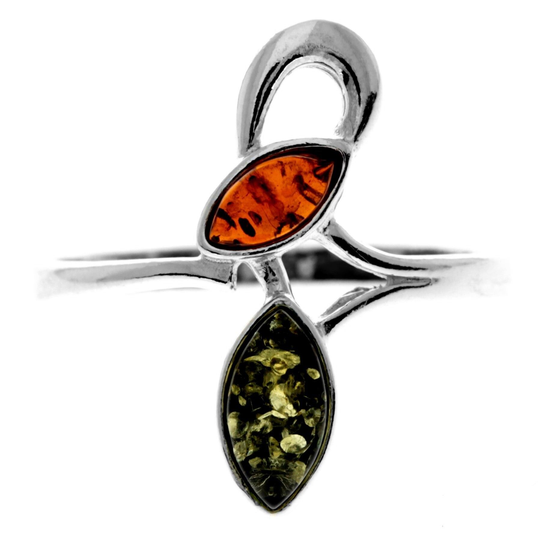 Moderner Ring aus 925er Sterlingsilber und echtem baltischen Bernstein – M740