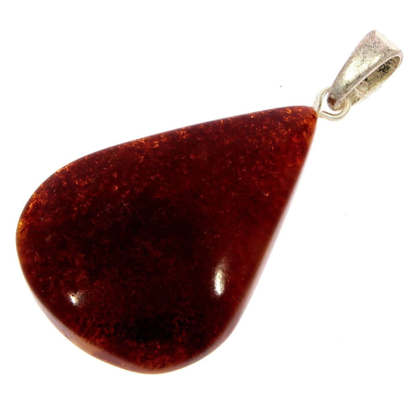 Exklusiver, einzigartiger Anhänger aus 925er Sterlingsilber und echtem baltischen Bernstein in Cognac – PD2014