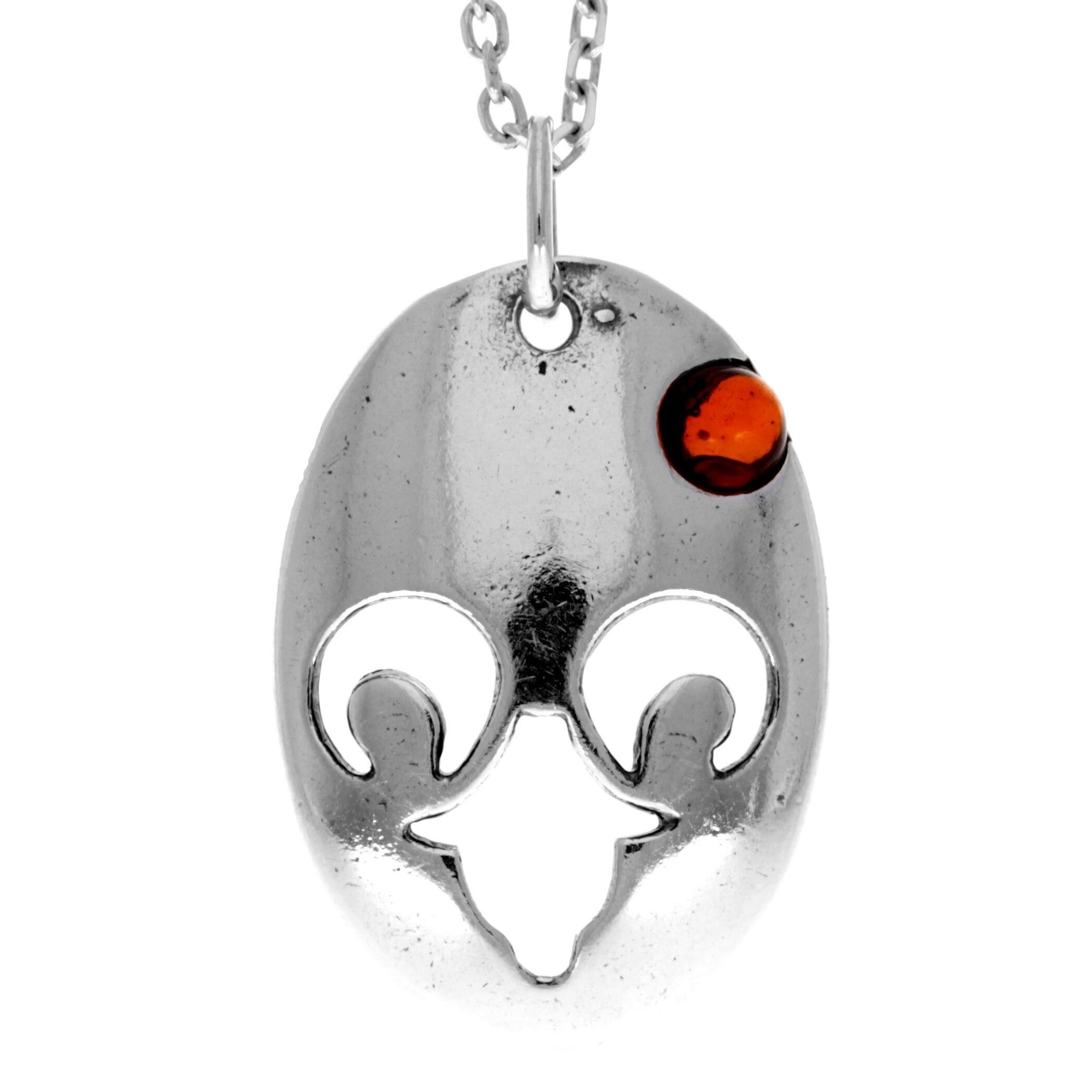 925 Sterling Silber & echter baltischer Bernstein Klassischer Sternzeichen Widder Anhänger - 747